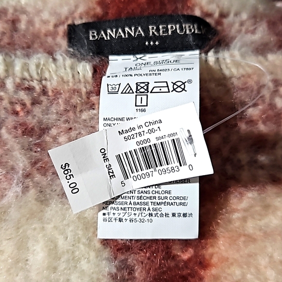 Banana Republic scarf 7 feet long 26 inches wide cream and brown color - Picture 2 of 5